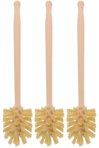 Milisten Cepillo de baño de 3 Piezas: Cepillo Limpiador de Inodoro de 2,55 con Mango de Madera para Limpieza Profunda, Accesorios de baño y Limpieza del hogar.