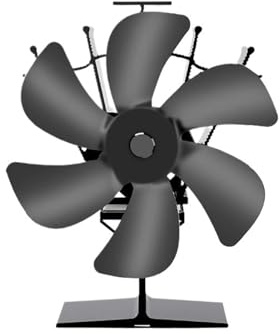 wood stove fan, Heat Powered Stove Fan Black 6 Blades Log Wood Burner Fireplace Winter Warmer Home Efficient Distribution,for Fireplace(With Thermometer)