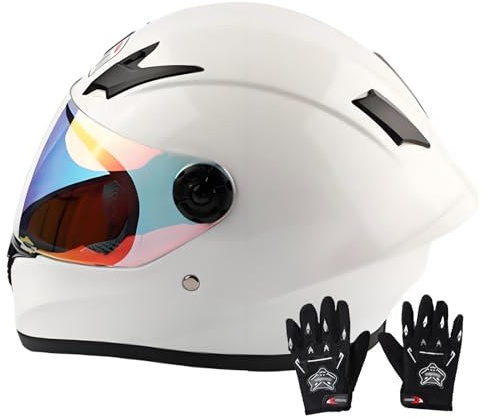 Casque intégral de moto pour enfants de 3 à 13 ans, homologué ECE, avec visière, pour moto tout-terrain, quad et karting, et scooter électrique pour garçons et filles. 9,S/(47~48cm)