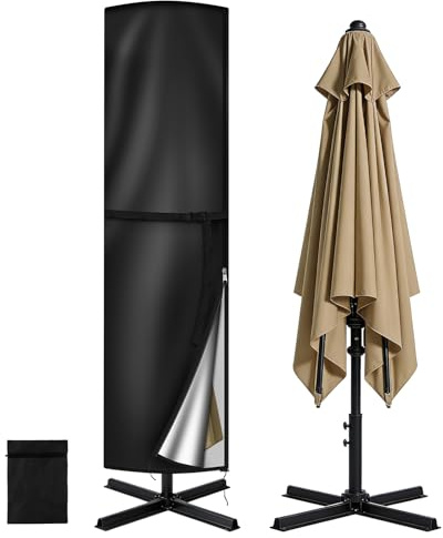 AOOWU Funda Parasol Funda Sombrilla, 210D Oxford Cubierta para Sombrilla con Cordón y Cremallera, Impermeable Funda Sombrilla Playa para Sombrilla Terraza Exterior Parasol Jardin (220x50/50 cm)
