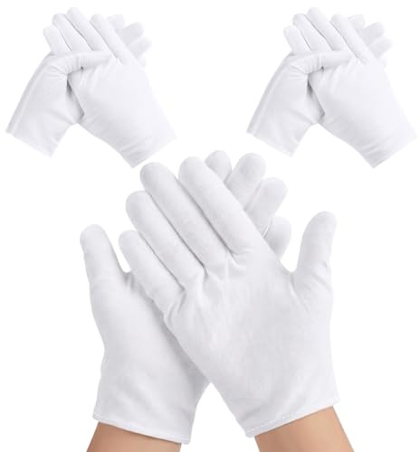 AOOTE Guantes de Algodon Niños,3 Pcs Guantes Hidratantes,Lavable en la lavadora,Cómodo y Ttranspirable Guantes de Algodon para Manos Secas,Inspección de Joyas,Belleza,Unisex,16 cm