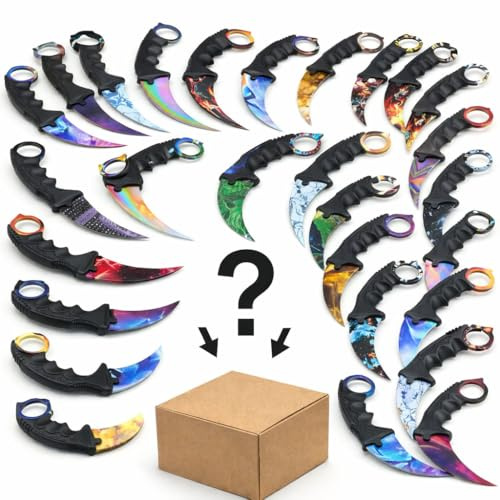 Generisch Professional CSGO Real-Life Karambit Trainingsmesser 19 cm – Counter-Strike Global Offensive / CS2 Style Übungsmesser | Gaming Sammler Messer by Duckland (1x Mystery Knife [Scharf!])