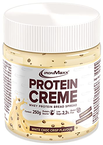 IronMaxx Protein Creme - White Choc Crisp 250g | cremiger high protein Brotaufstrich | low carb, low sugar für eine gesunde Ernährung geeignet