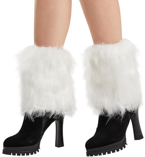 Nanxson Womens Fur Leg Warmer Winter Short Boot Cuffs Covers Sleeves TTW0071 (White)