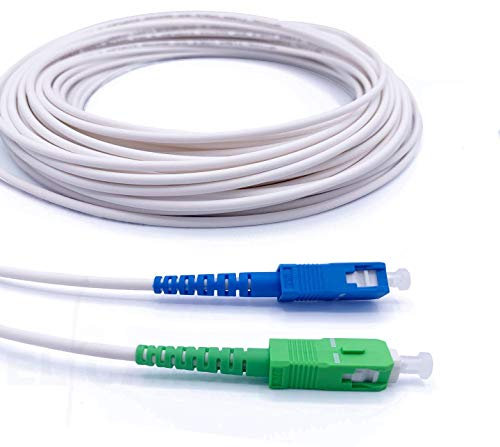 Elfcam Cavo Fibra Ottica SC/APC per SC/UPC Simplex Monomodale 9/125μm LSZH, Compatibile con Freebox Iliad(Free), Bianco, 20M