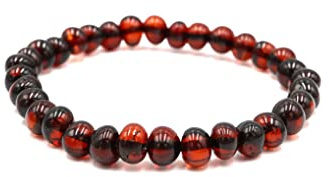 amber-us - Bracciale in ambra baltica su fascia elastica, lunghezza multipla, diversi colori, realizzato in autentiche perle di ambra naturali rotonde, 16 centimeters