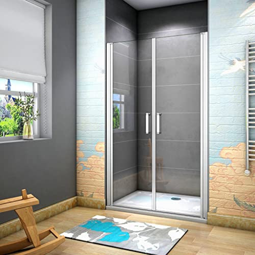 185 cm Box doccia per Nicchia Porta Battente 2 Ante Saloon Vetro Temperato 5 mm Trasparente Profilo in Alluminio Processo di Elettroforesi 120 cm