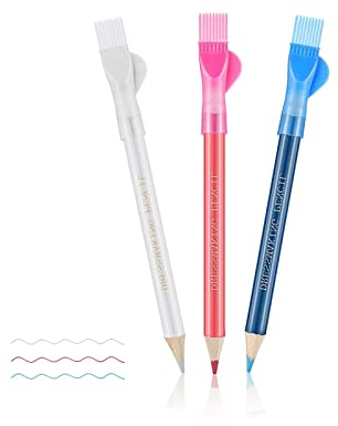 Schneiderkreidestifte zum Nähen Bleistift Schneiderkreidestift Markierstift Nähen Stoff Markierstift für Schneiderarbeiten, Nähen, Notizen, Nähutensilien und Zubehör, 3pcs (Weiß, Rosa und Blau)