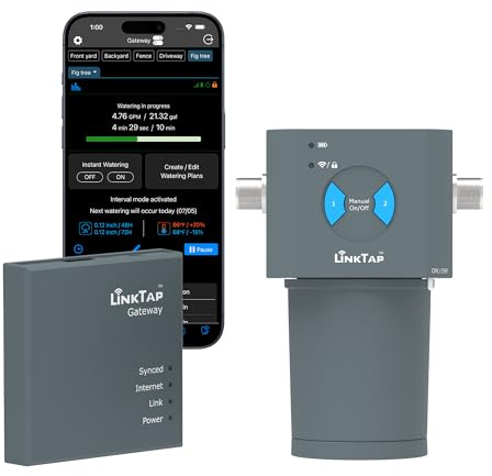 LinkTap 2-zons smart bevattningskontroll & Gateway, batteridriven bevattningsregulator & app, väderklubb, bättre räckvidd än WLAN, kompatibel med LinkTap Smart bevattningsdator, IP66