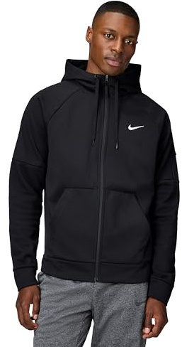 Nike Men's Therma-Fit Full-Zip Fitness Top, Black/Black/White, Medium