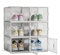 FUNLAX Scatole per scarpe impilabili, 12 Scatole trasparenti con porte magnetiche, Scarpiera componibile Adatto per scarpe fino a 45 taglie EU, Bianco(33,3×23×14,5cm)