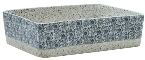 vidaXL Lavabo de Encimera Rectangular, Lavamanos de Tocador, Lavabo de Fregadero, Lavamanos sobre Encimera para Baño Aseo, Cerámica Gris Azul