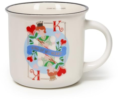 Legami - New Bone China Cuppuccino Porslin Mugg Frukostmugg Kaffekopp Diskmaskin Säker King-tema, Diameter 10 cm, Kapacitet 350 ml