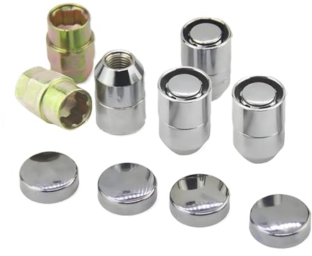 Set di 4 Dadi per Ruote in Acciaio, Dadi Cromati M12x1,5, Ruota a Sede Conica Chiusa, Chrome Dado Universale per Cerchioni Auto