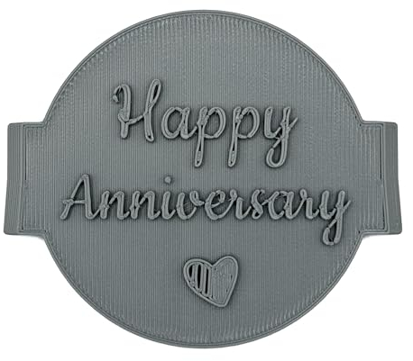 Happy Anniversary Cookie Stamp Fondant Embosser 6cm (2.36 inches) for Baking, Icing, Fondant, Biscuits, Cookie, Cupcake, Decoration - Made in UK - The Cookie Factory