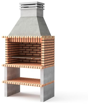 MOVELAR - Barbecue préfabriqué à bois et charbon en béton réfractaire modèle Paellero Calpe 105 (Gris, Orange - 120 x 70 x 250 cm) REF: 3920 - Cuisine extérieure pour jardin ou patio
