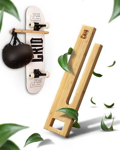 CRID Skateboard Wandhalterung aus Bambus - Universal Halterung für Skateboard, Longboard, Snowboard, Wakeboard, Balance-Board, Wakeskate - Inklusive Montagekit - Deutsche Marke - Für jedes Brett