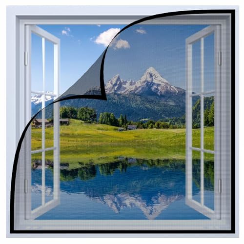 Moustiquaire Fenetre,135x140cm Moustiquaire Moustiquaire sur Mesure de Fenetre pour Couloirs,Pour Fenêtres Patio Balcon,Noir