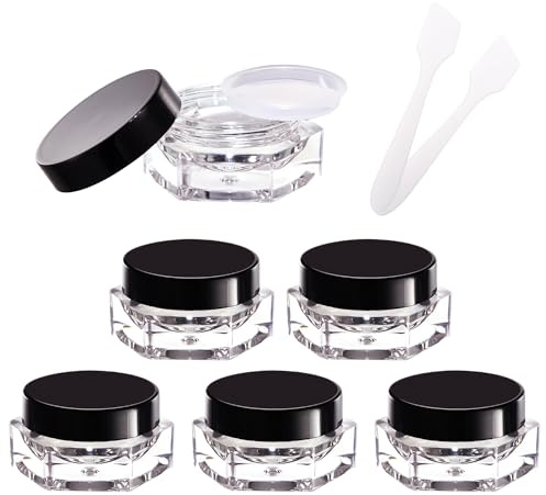 CAIYA 6 Pezzi 5 ML Contenitori Cosmetici Vuoti,Campione Make-up,Trasparente Contenitori da Viaggio Contenitori Viaggio con Tappo per Cosmetici/Crema/Perline