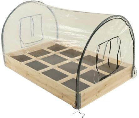 Habitat et Jardin Carré Potager en Bois Muscari - 116 x 81 x 67,5 cm - avec Housse Serre châssis