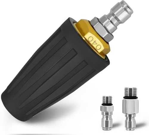 ZephyrCraft Rotating Turbo Nozzle for Pressure Washer, 4000 PSI 4.0GPM Quick Release Stainless Steel Multi-Function Power Washer Spray Nozzle with 1/4'' 3/8'' Quick Connectors for Car & Outdoor