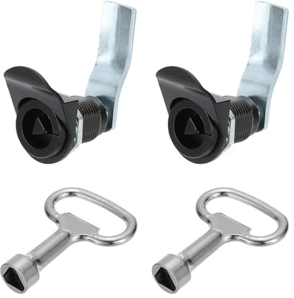 PATIKIL Triangle Cam Lock, 2 Pack Tubular Cabinet Drawer Lock 1-1/4 Cylinder Length Fits Up to 1-1/16 Thick Panel with Small Keys for Electric Cabinet Water and Gas Meter