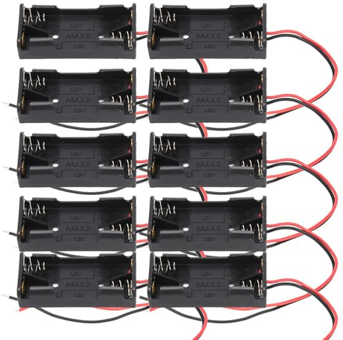 Support de Piles AAA, 10 Pièces, Support de Chargeur, Clip à Ressort, Boîtier d'alimentation, Boîte en Plastique 2X 3X avec Fils (2 Volets)