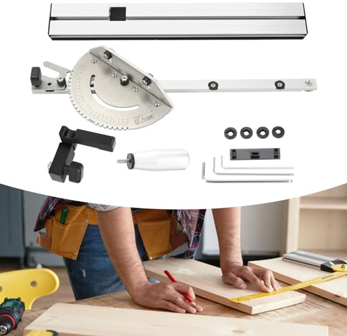 HUSPOO Gehrungslehre 450mm Profi | Winkelanschlag 0-60° für Tischkreissäge & Oberfräse | Mit Box-Gelenkvorrichtung & Klappanschlag | CNC-gefräst