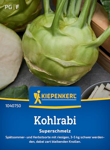 Kiepenkerl Kohlrabisamen Superschmelz 1040750, Gemüsesaat | Zart bleibende Knollen, 3,5kg schwer, Gewicht 3-5 kg, platzfest, für Beet & Freiland