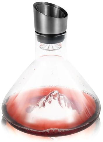 Wine Decanter Set with Aerator Filter, Iceberg Design Wine Carafe Red Wine Decanter, Wine Aerator, Wine Accessories, Quick Filter Wine Dispenser Decanter, Wine Decanter Gift for Wine Lovers(A)
