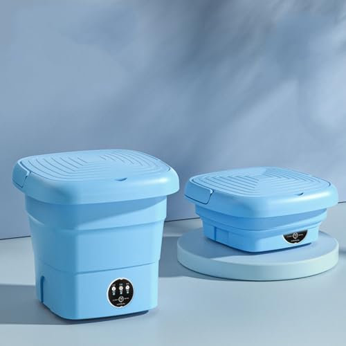 Mini Lavatrice Portatile, 4.5L Pieghevole Lavatrice Da Campeggio Piccola Con Centrifuga, Lavatrice Con Tubo Di Scarico Ad Alta Velocità Per Biancheria Intima, Da Viaggio, Campeggio, Dormitori ,Blue