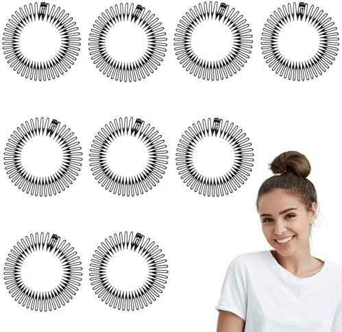 Sibba 9x Kreisförmig Stretch Circle Dehnbarer Kamm Flexibler Kunststoff Haarkamm Kreis Kamm Haarbandhalter Stirnband Hair Comb Scrunchies Elastische Kamm-Haarbänder Kopfbänder Frauen Mädchen (Schwarz)
