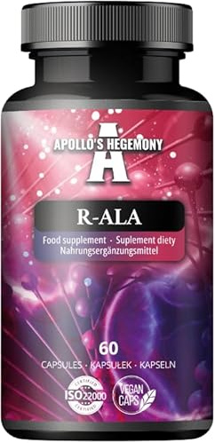 R-alfa liponsyra 200 mg per kapsel - 60 veganska kapslar - 2 månaders förbrukning - Stödjer glukosmetabolism och mitokondriell hälsa - av Apollo's Hegemony