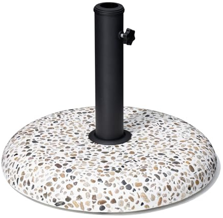 JOINHOM Schirmständer für Terrasse, 20,4 kg, für den Außenbereich, Beton mit Kopfsteinpflaster-Dekor, robuster Schirmhalter, Outdoor-Basis für Terrasse, Pool, Hof (Kopfsteinpflaster)