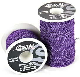 Sigalsub - Beschichtet Dyneema, Sk75, Rolle 50 m, weiße schwarze Einsätze, Ø 1,5 mm (violette Einsätze grau)