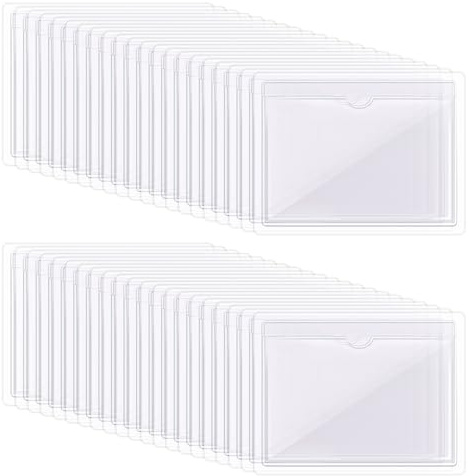 TYFYH 50 Stück Etikettenhalter Selbstklebend 13,5x8,5cm Visitenkartentaschen Selbstklebend Transparent Visitenkartenhüllen Klebetaschen für Visitenkarten für Zuhause Büro Schule (50, 13,5x8,5cm)