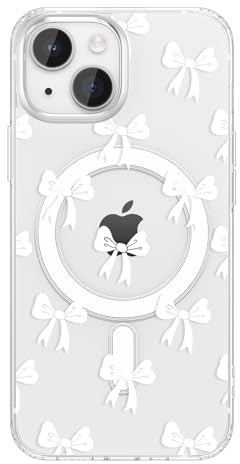 ZTOFERA Magnetiskt klart fodral för iPhone 15 (6,1 tum), vit slinga