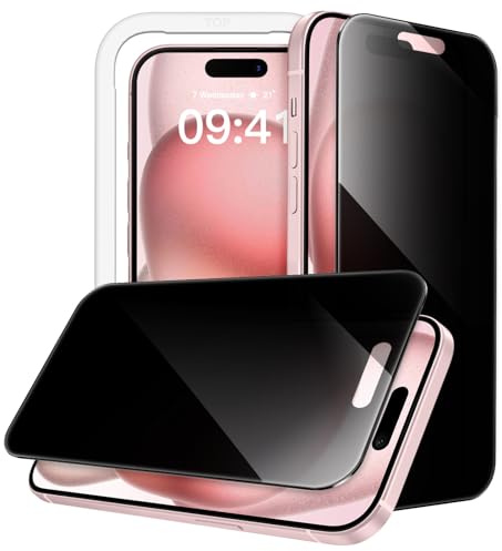 JETech Pellicola Protettiva Privacy 360° per iPhone 15, 2 Pezzi | Protezione Anti-Spia 4 Vie, Vetro Temperato, Strumento per Installazione Facile