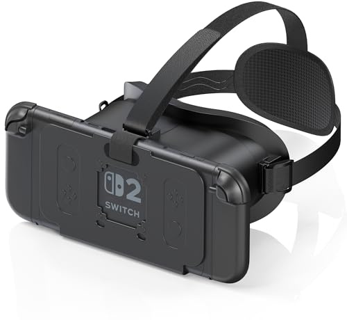 Auriculares VR para Nintendo Switch 2 (2025), Switch 2 gafas de realidad virtual VR con lentes HD ajustables y cómoda correa para la cabeza, kit Labo VR para Switch 2 accesorios, negro