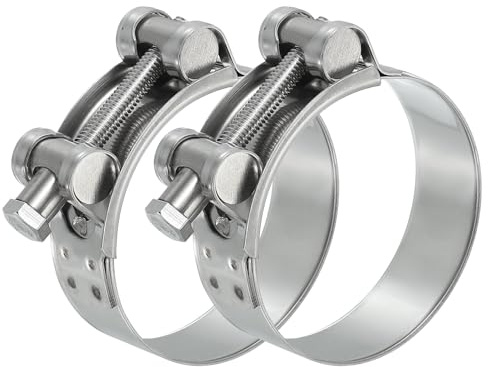 PATIKIL 60-63mm T-Bolt Hose Clamp, 2 Pack Intercooler Pipe Tube Clamps 304 Stainless Steel Radiator Hose Clamp for 2.36-2.48 Pipe