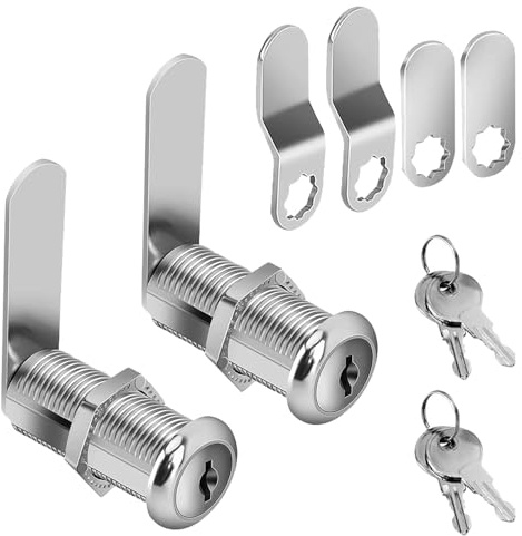 2 Satz Briefkastenschloss Silber, Schrankschloss Spindschloss mit Schlüssel und Schlossplatten, Hebelschloss Möbelschloss für Briefkasten, Schranktüren, Büro