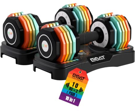 EOAT Adjustable Dumbbells for Home Gym, Adjustable Free Weight Dumbbell Set, Strength Training Equipment with Safety Locking System, Non-Slip Handle, Space-Saving