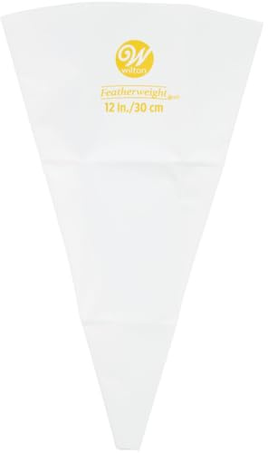 Wilton White Piping Bag For Precise Cake Decorations, Featherweight Reusable Icing Bag, 12 inch, 1-Count