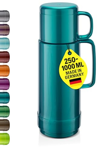 ROTPUNKT Isolierflasche 500ml mit integriertem Becher - Hochwertige Isolierkanne Made in Germany I Bis zu 24 h heiß & 36 h kalt (Andreas 80, Shiny Hummingbird)
