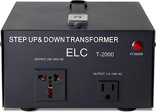 ELC T Series 2000+ Watt Voltage Converter Transformer - Step Up/Down - 110v to 220v / 220v to 110v Power Converter - Circuit Breaker Protection, CE Certified [3-Years Warranty]