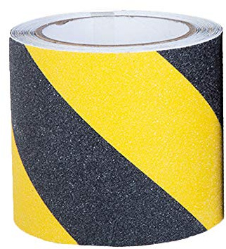 Cinta antideslizante de tracción, mejor agarre, fricción, adhesivo abrasivo para escaleras, seguridad, escalones de rodadura, interiores, 15.2 cm x 3.2 m, exterior (6 pulgadas, amarillo+negro)