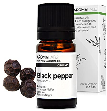Pimienta Negra BIO (Piper nigrum) - 5 mL - Aceite Esencial Quimiotipado y Certificado AB - Tonus - Aroma Labs