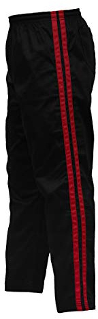 UFG Martial Arts Striped Karate Pants Cotton & Polyester Blended - Kids Adults Unisex (Red, 0)
