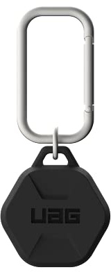 URBAN ARMOR GEAR UAG Designed for AirTag (Gen 2 & 1) Case Scout Rugged Anti-Scratch Lightweight Silicone Protective Cover Holder with Carabiner for Keys, Pets, Backpacks - Black