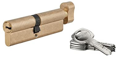 Cilindro europeo con pomolo Tiger 6, 50Bx45mm, ottone, antisfilamento, antitrapano, 5 chiavi piatte reversibili - THIRARD